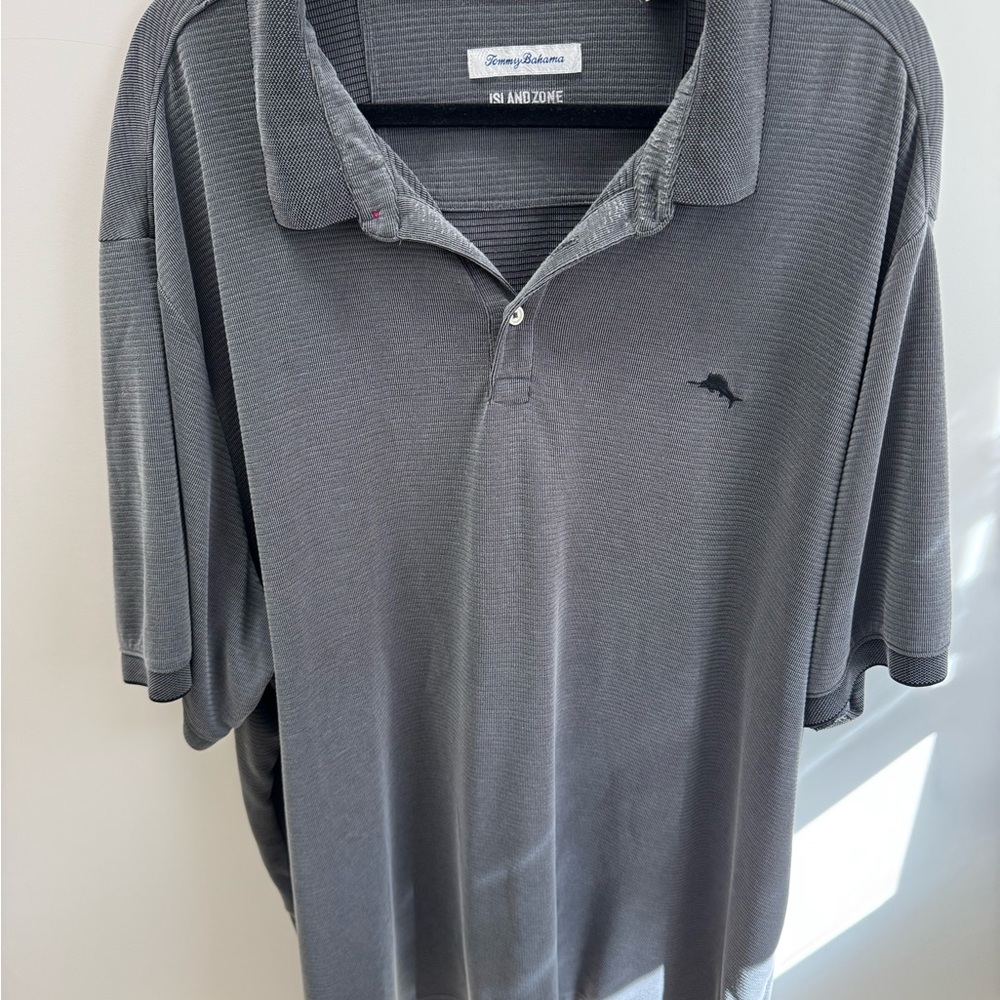 Tommy Bahama Charcoal Polo Shirt for Men. Soft and relax material.